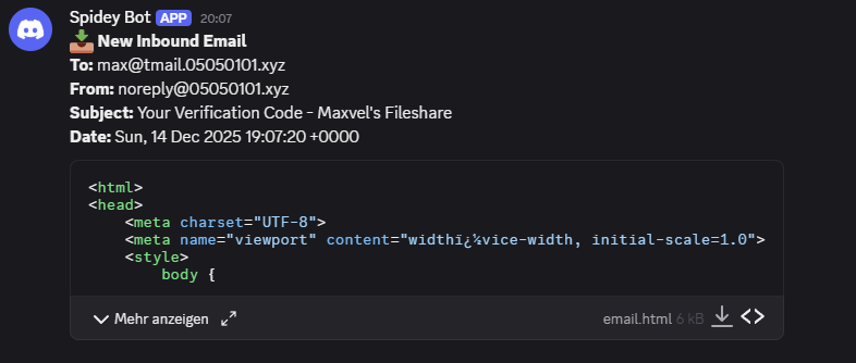 example Discord webhook payload